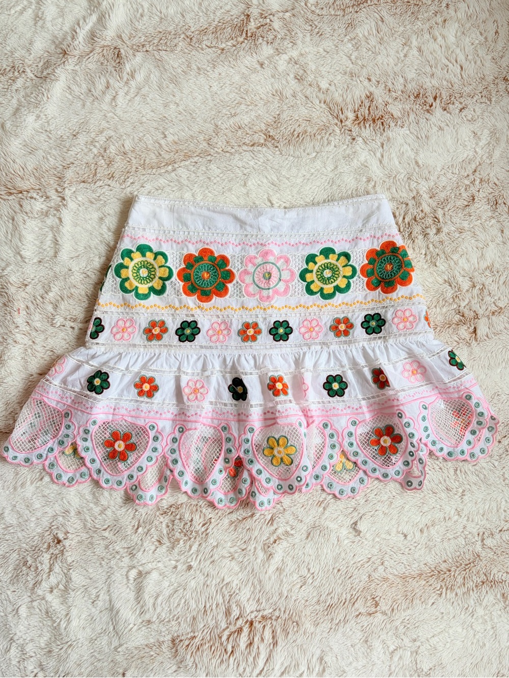 🌼 Zara Embroidered Skort Skirt Y2K Boho Coquette Cottagecore Floral Eyelet 🌼